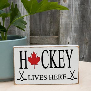 Hockey Wood Sign, Sports Themed Gift, Coach Present, Hockey Lover Gift, Hockey Lives Here Sign, Hockey Family, Sports Family, Hockey Lover