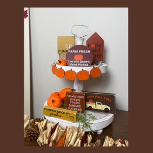 Fall tiered tray, Thanksgiving signs, Autumn decor, Pumpkin home decor