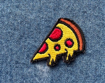 Pizza Slice, Embroidered Iron On Patch, Pepperoni Melting Cheese Pizzas