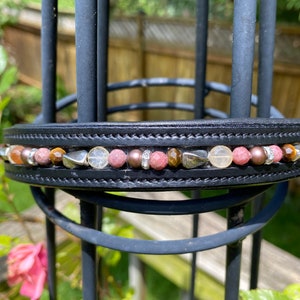 Beaded Horse Browband w/ Citrine, Tiger Eye, & Rhodonite Beads