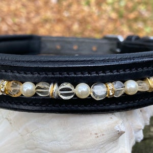 Hundehalsband, Leine oder Set!  Citrine Edelsteine, Pearl & Silber und Gold getönte Akzente und Strass