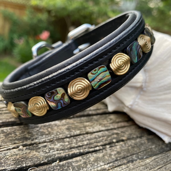 Beaded Dog Collar Leather Etsy