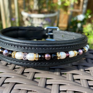 Hundehalsband, Leine oder Set! Rauchquarz, Perlen, Pastell Akzente und Strass