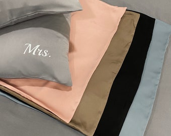 SILK pillow cases | Natural | Hypoallergenic Silk | Customizable text