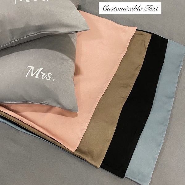 SILK pillow cases | Natural | Hypoallergenic Silk | Customizable text