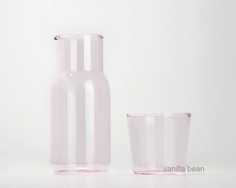 Monland Water Carafe with Tumbler Glass Cold Hot Water Bottle Cup Sets Bedside Water Pitcher High Temperature Resistance Bottle
