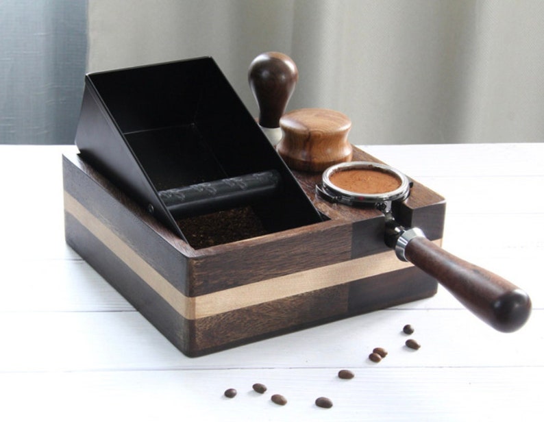 VANILLA BEAN Wooden Espresso Knock Box Tamp Station Tamp Box Etsy