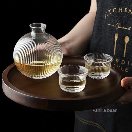 Minimal Sake Set Sake Cup Set Glass Sake Set Japanese Drinking Etsy