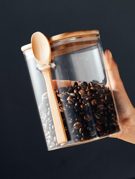Aangenaam kennis te maken kennisgeving klant Koffiebonencontainer met lepel Koffiecontainerset Glazen - Etsy Nederland