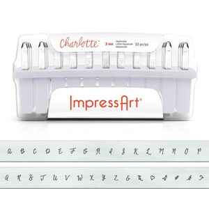 Charlotte Font Uppercase, Lowercase, Number Metal Stamps, For Hand Stamping, 3mm ImpressArt