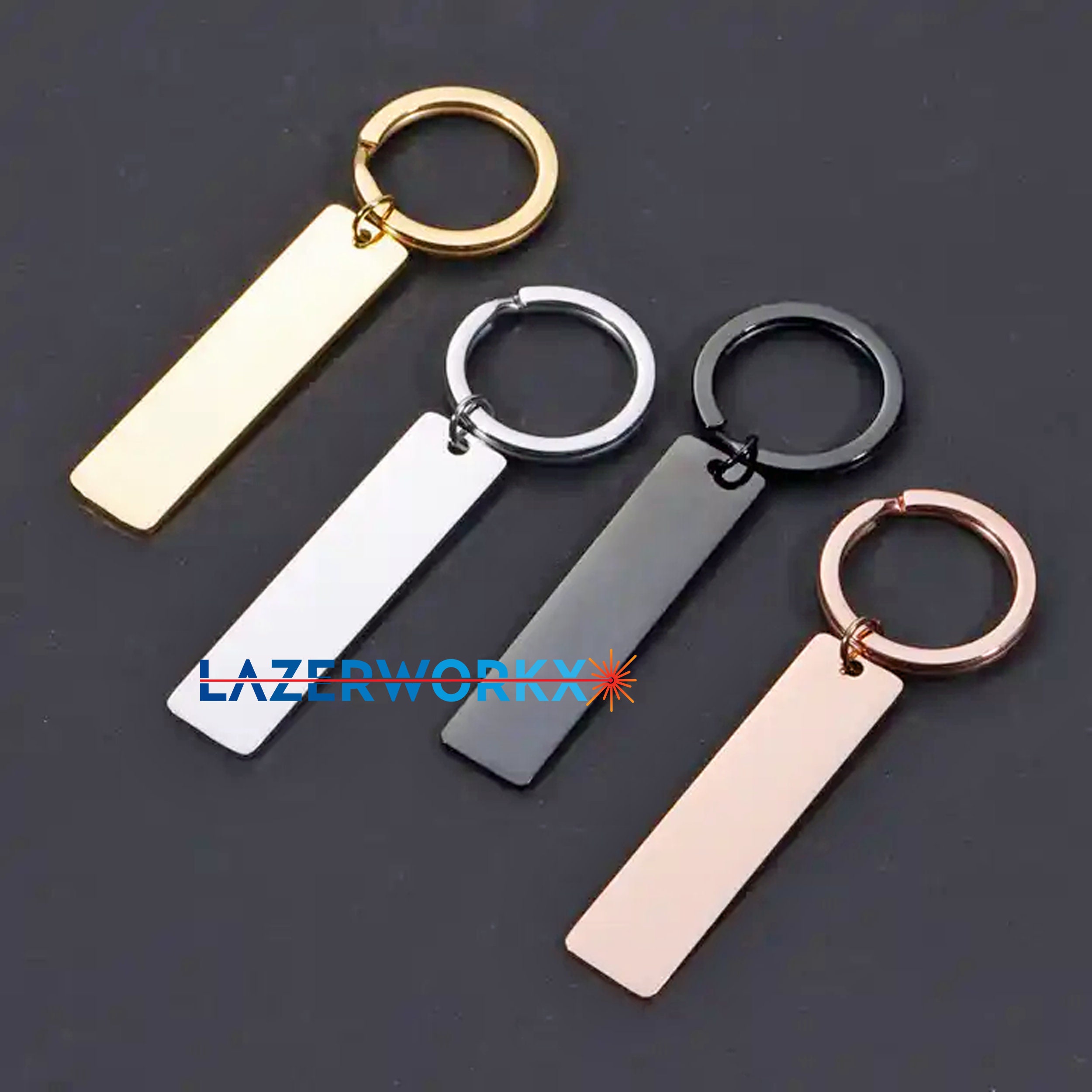 Lot of 10 Engravable Stainless Steel Ion Plated Keychains. Choice of ...