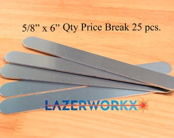 25 Wholesale 5/8" x 6" Bulk Aluminum Cuff Bracelet Stamping Blanks Lot of 25 pcs for Hand stamping. Qty Price Break!