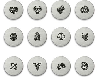 Geometric Zodiac Signs Signature Design Stamps, 6mm, For Hand Stamping, By ImpressArt