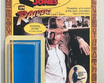 NIEUWE STOCK * Vintage Indiana Jones Kenner aangepaste kaart terug met zelfklevende blister en vintage stijl kaart achterzijde