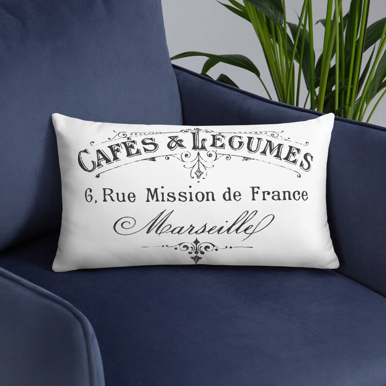 Vintage French Label Decorative Pillow French Farmhouse Throw Etsy