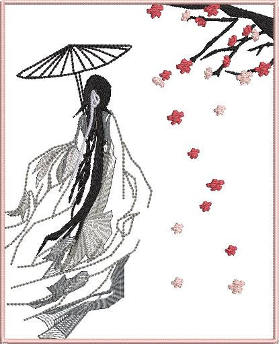 Chinese Machine Embroidery Design Umbrella to Download Etsy