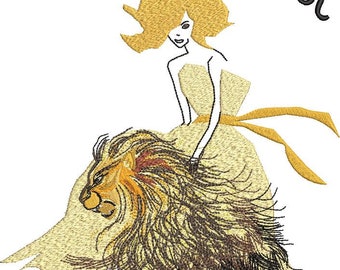 signe du zodiaque lion conception broderie machine machine embroidery à télécharger