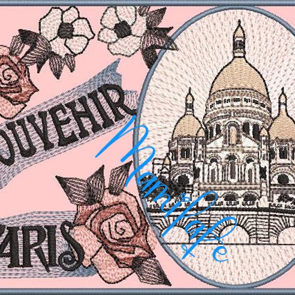 conception broderie machine carte postale vintage paris montmartre