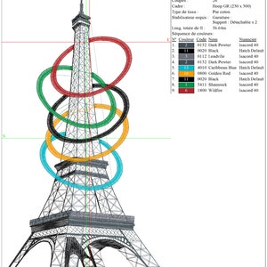 conception broderie machine tour Eiffel anneaux image 2