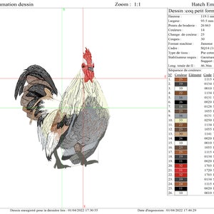 coq conception broderie machine, design embroidery en téléchargement image 3