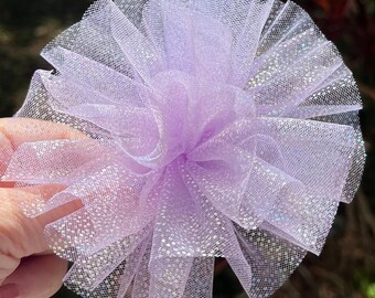 Chiffon like - Tulle hair bow - hair clip or band, flower headband, wedding bow The Princess