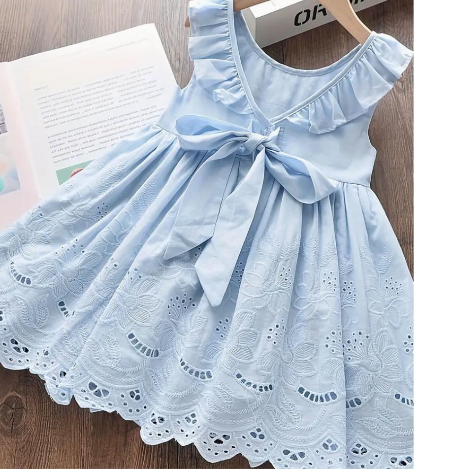 Light Blue Girls Linen Dress,Blue Linen Sleeveless Dress, Toddler Linen Boho Dress, Linen Summer Dress, Girls Casual Linen Dress.