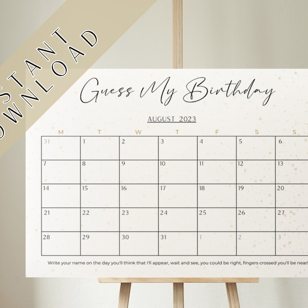 Gold Minimalist Guess The Birthday Baby Shower Game