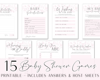 15 Minimalist Pink Baby Shower Games Bundle