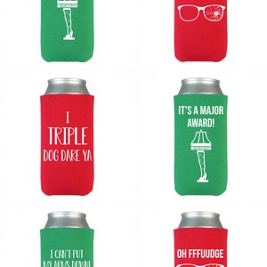 Christmas Story SKINNY Can Cooler, Christmas Story movie, christmas story gift, Youll shoot your eye out, fragile, leg lamp, Ralphie, Thin