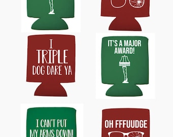 Christmas Story Can Cooler, Christmas Story movie, stocking stuffer, christmas story, Youll shoot your eye out, fragile, leg lamp, Ralphie