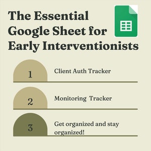 Viktiga Google Sheets för alla leverantörer av tidiga interventioner! Pappersarbete, övervakning av auktoriseringsorganisationer, tidiga interventioner i Illinois