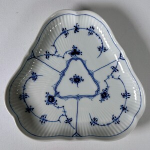 Find Royal Copenhagen Blue Fluted Plain Triangular Dish 1/27 Denmark Porcelain Serving Dish Vintage Danish Blue White Collectible Tableware
