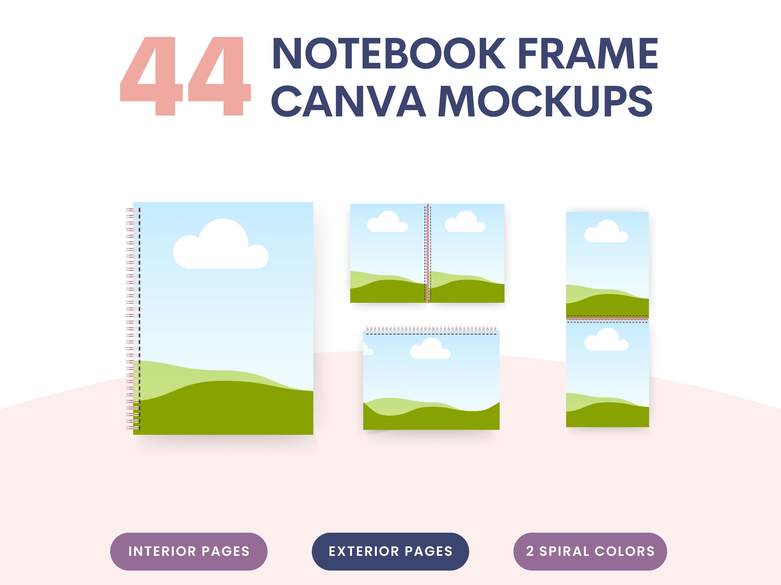 Frame Design For Notebook Spiral Notebook Mockup Frames for Canva Planner Template for Etsy ...