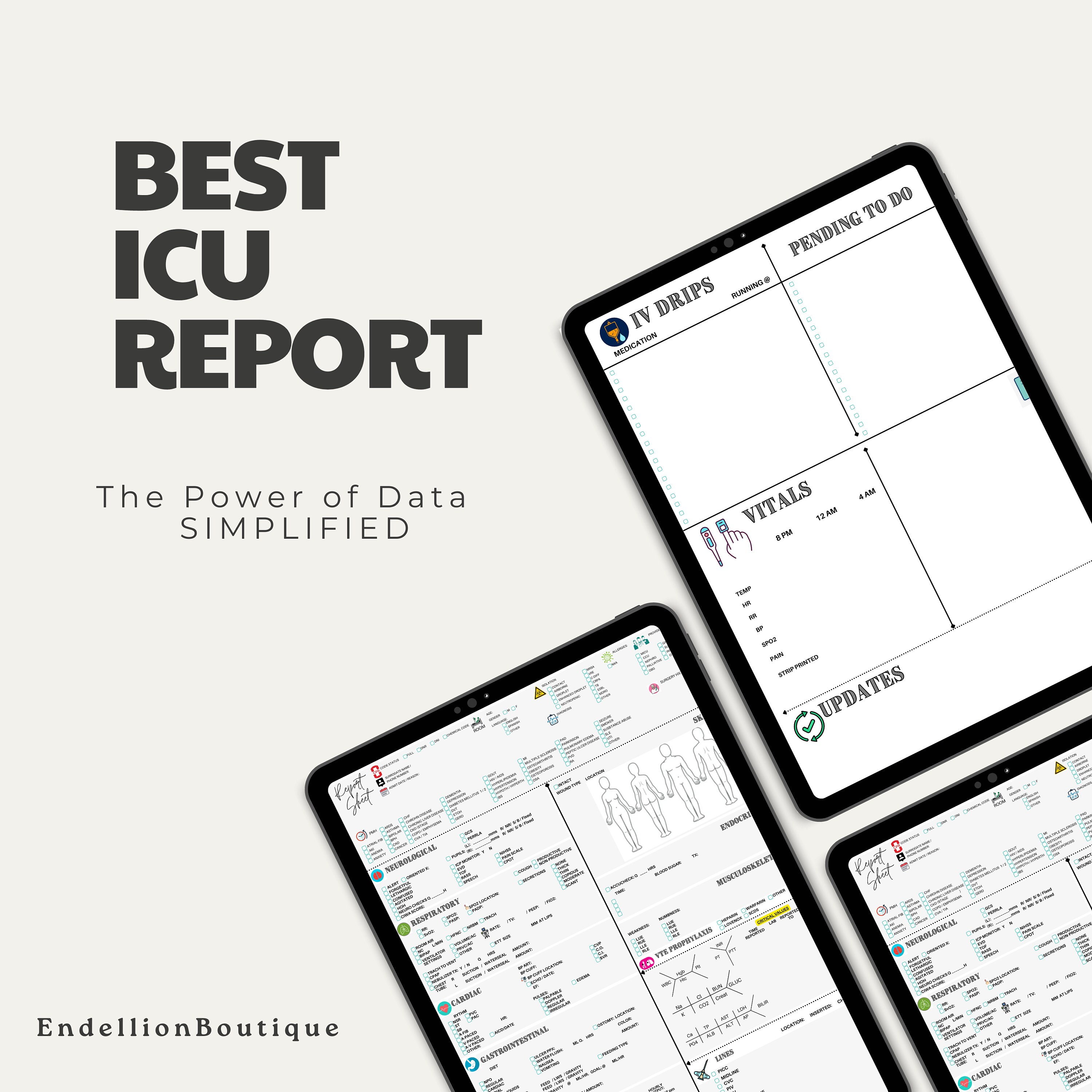 Icu day shift report sheet etsy