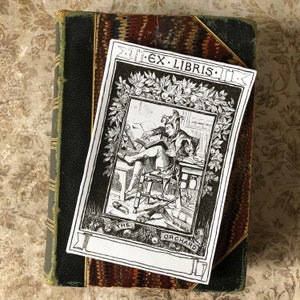 Large Bookplate labels (self adhesive), Ex-libris, books, journals, collage, planners, TN&#39;s