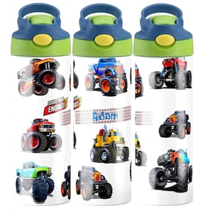 Monster truck, kids personalized gifts, custom water bottle, Monster truck bottle