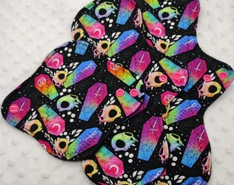 Ready to ship Kitty Coffin cloth menstrual pad, panty liner washable cloth pad available in 6/8/10/12/14/16 inch average and heavy