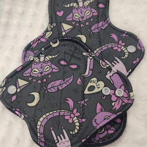 Blood magic witchy occult cloth menstrual pad, panty liner washable cloth pad available in 6/8/10/12/14/16 inch average and heavy