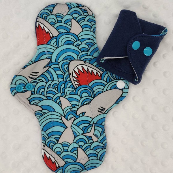 Shark week shark cloth pad/panty liner reusable cloth pads 6/8/10/12/14/16 inch