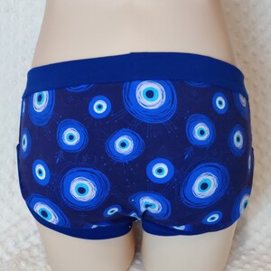 Evil Eye Custom made to order underwear, comfort undies, elastic free, full coverage, period panty option image 3