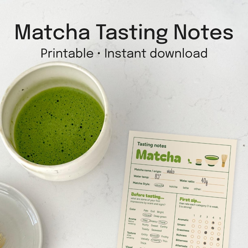 Matcha Receipt Printable Matcha Tasting Kit: Tea Flavor Chart & Notes (PDF Download ...