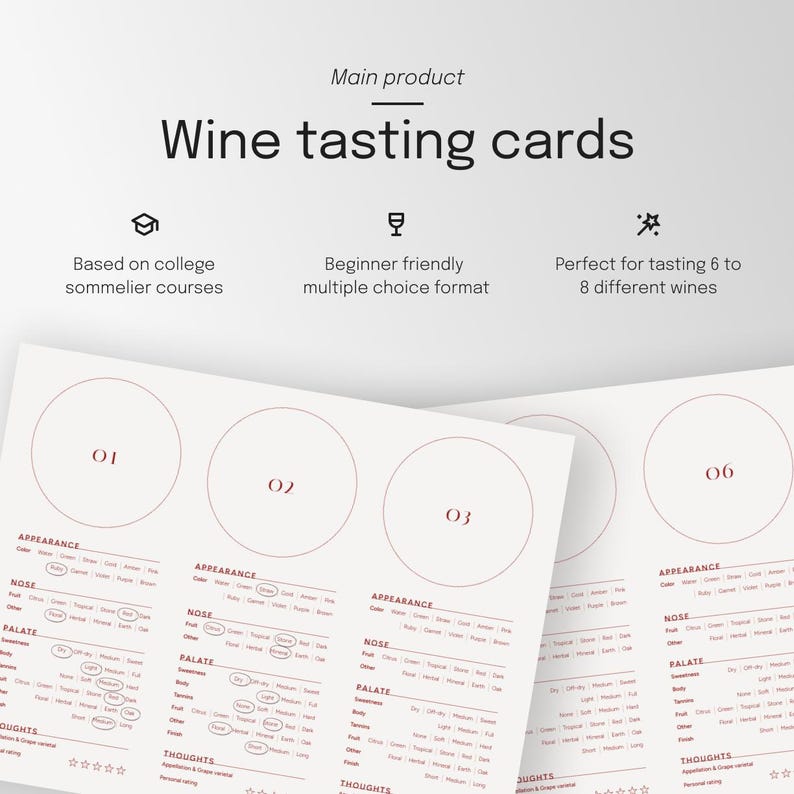 Wine Tasting Party Kit: Modern Minimalist Tasting Notes & Aroma Guide ...