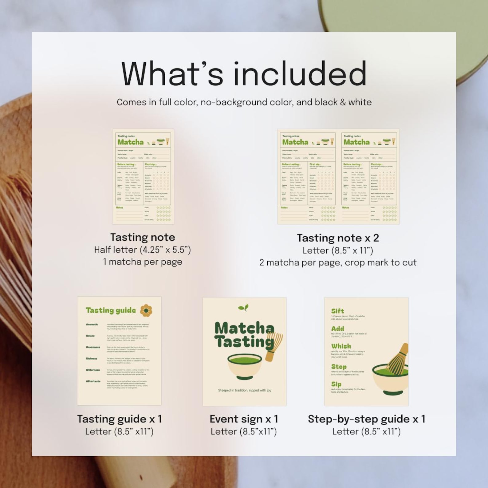 Printable Matcha Tasting Kit: Tea Flavor Chart & Notes (PDF Download ...