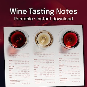 Wine Tasting Party Kit – Printable Tasting Notes, Aroma Wheel & Guide | Modern Minimalist Design | Instant Digital Download
