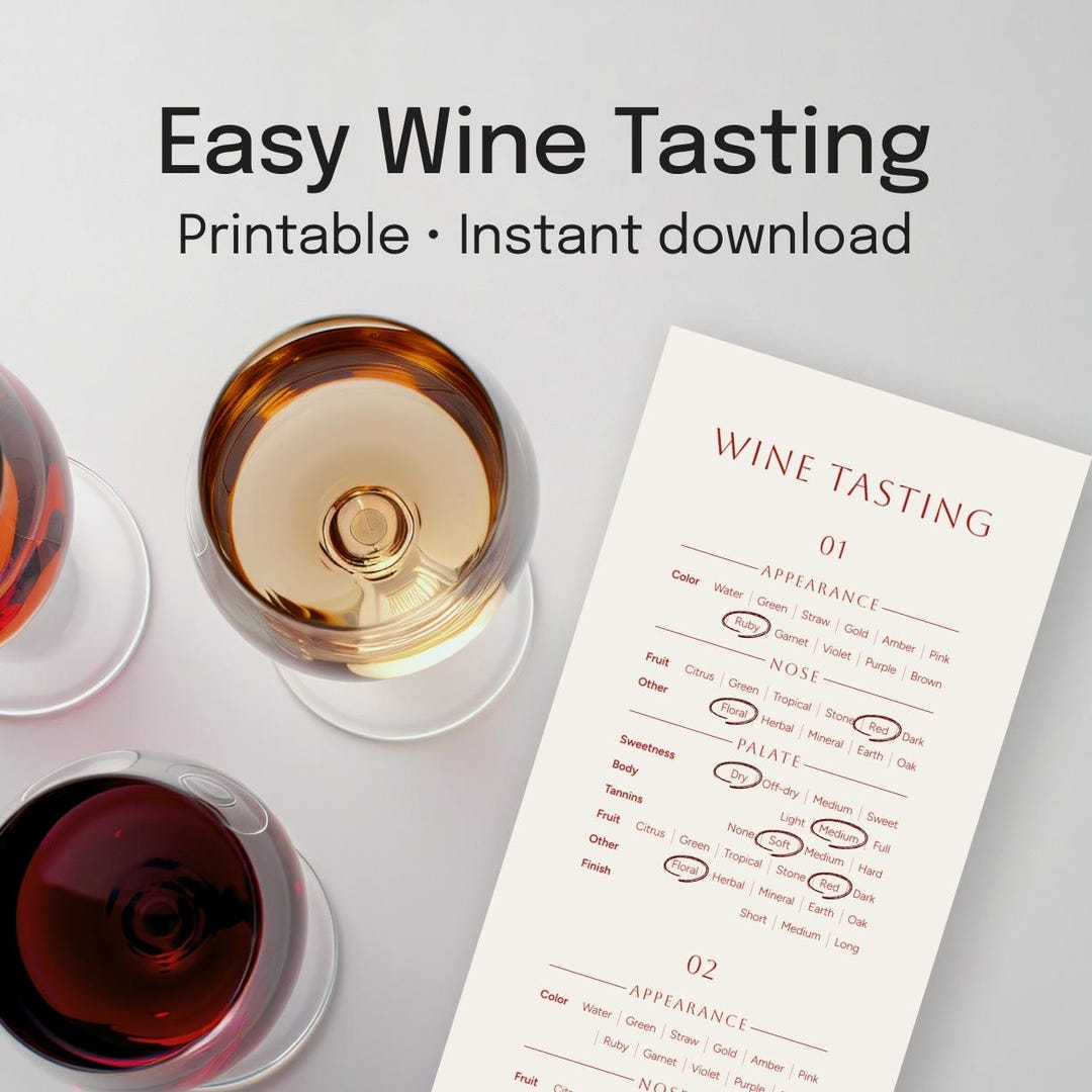 Learn Wine Tasting Printable – Beginner's Easy Wine Score Card, Modern ...