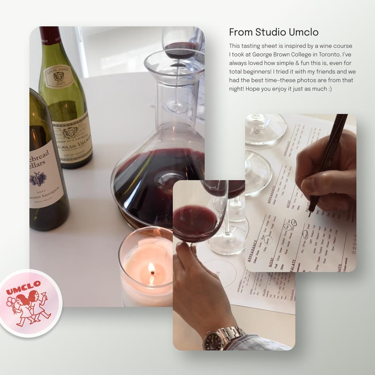 Tasting Notes Design Wine Tasting Party Kit: Modern Minimalist Tasting Notes & Aroma Guide ...