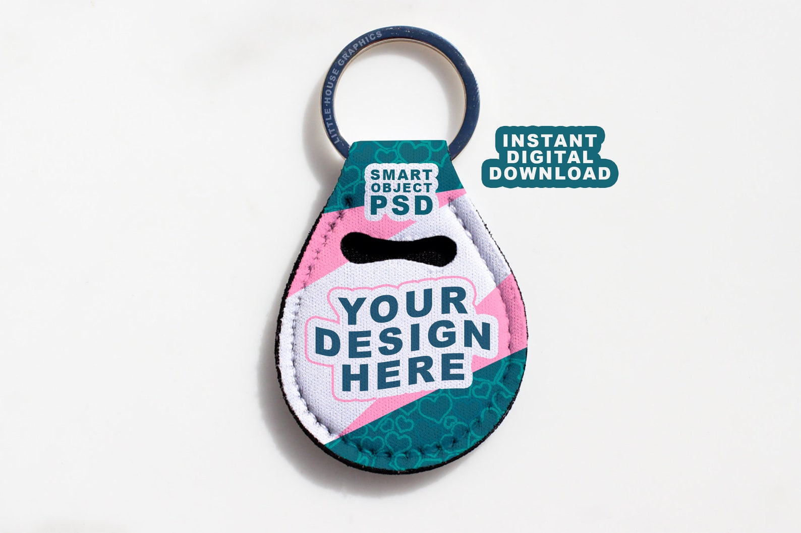 Coin Holder Keychain Mockup Template for Neoprene Quarter