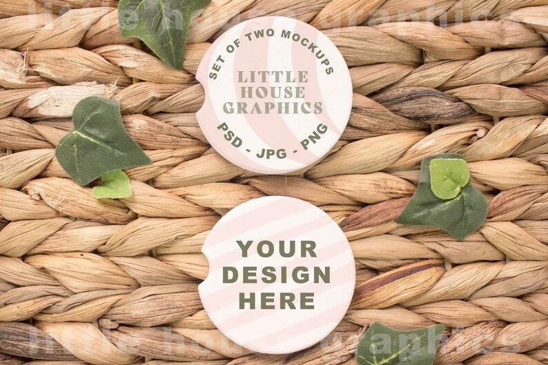 Download Set of 2 Mockups Sandstone Car Coasters Pair of Coasters | Etsy