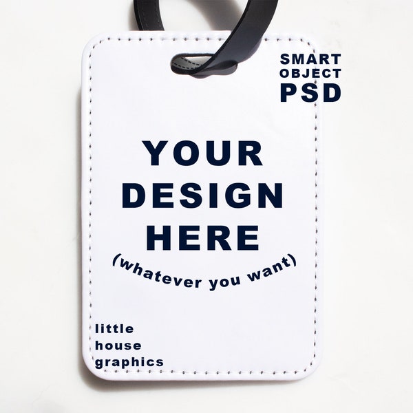 Luggage Tag Mockup - Product Photo for PU Leather Luggage Tag Sublimation Blank - Smart Object PSD Digital Download