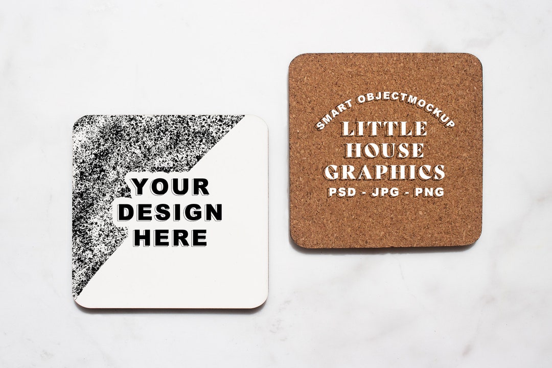Square Coaster Mock up Product Photo for MDF & Cork Coaster Sublimation